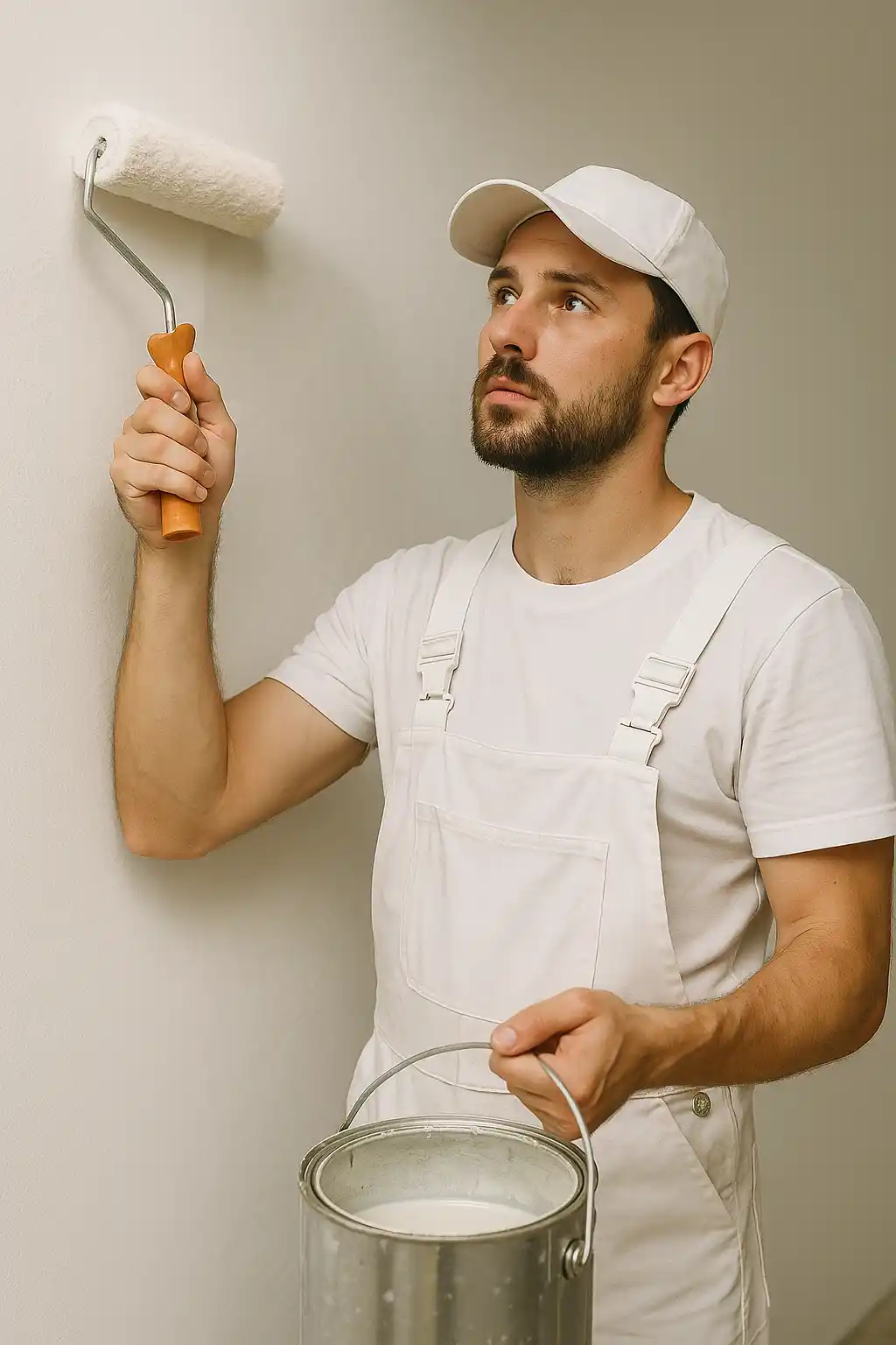 Peintre appliquant une peinture intérieure